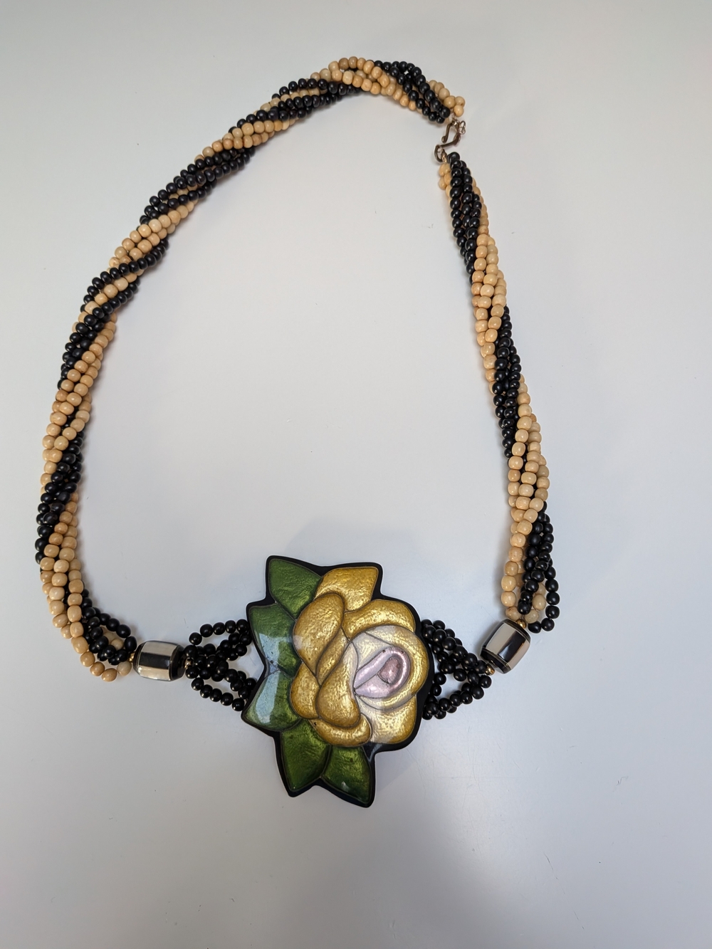 Handcrafted Gold & Black Floral Statement Necklace/Belt